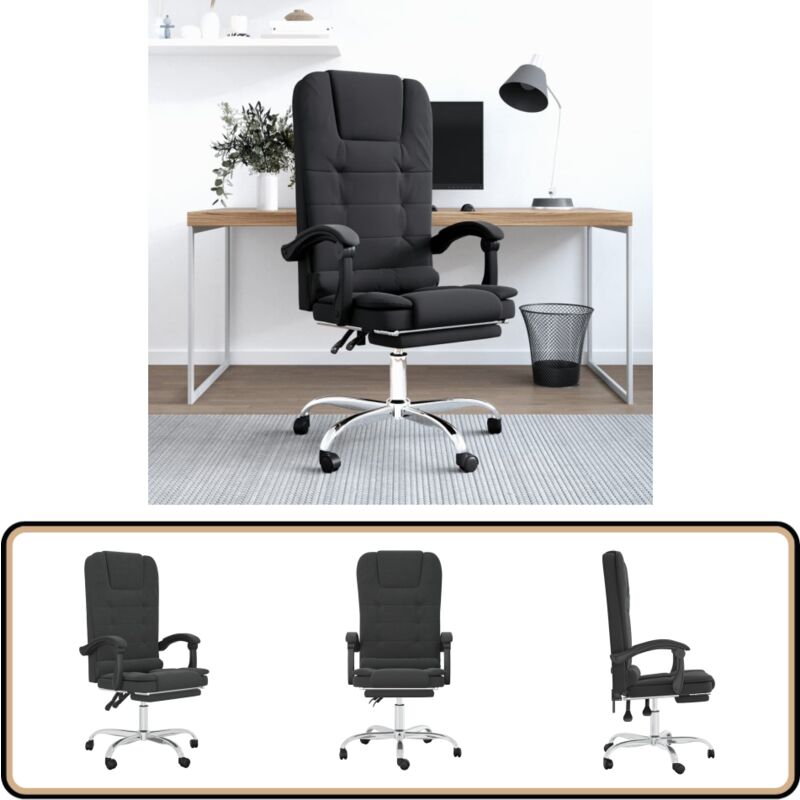 Vidaxl - Fauteuil de massage inclinable de bureau Noir Similicuir - Chaise De Bureau - Chaise Ergonomique - Fauteuil De Bureau - Fauteuil De Massage