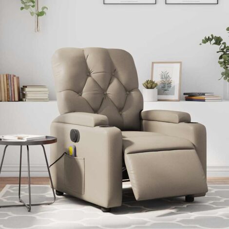 Fauteuil de massage inclinable électrique-Chaise de relaxation cappuccino similicuir 274075