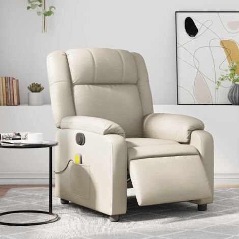 Fauteuil de massage inclinable électrique-Chaise de relaxation crème similicuir 530928