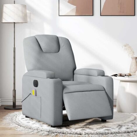 Fauteuil de massage inclinable électrique-Chaise de relaxation gris clair tissu 142049