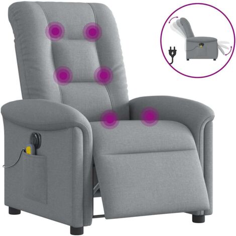 Fauteuil de massage inclinable électrique-Chaise de relaxation gris clair tissu 207759