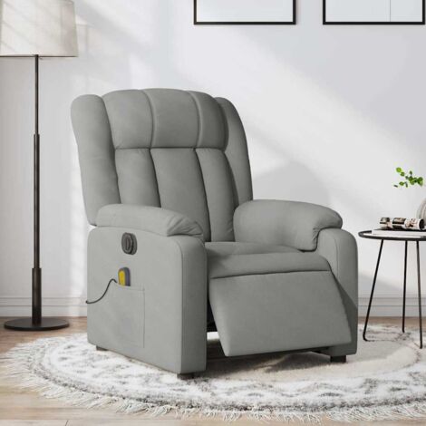 Fauteuil de massage inclinable électrique-Chaise de relaxation gris clair tissu 400155
