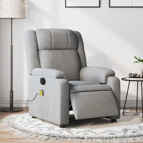 Fauteuil de massage inclinable électrique-Chaise de relaxation gris clair tissu 568703