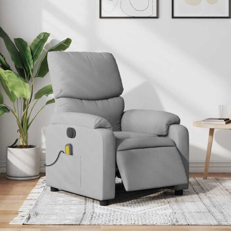 Fauteuil de massage inclinable électrique-Chaise de relaxation gris clair tissu 645236