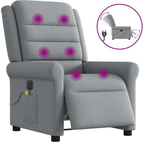 Fauteuil de massage inclinable électrique-Chaise de relaxation gris clair tissu 659501