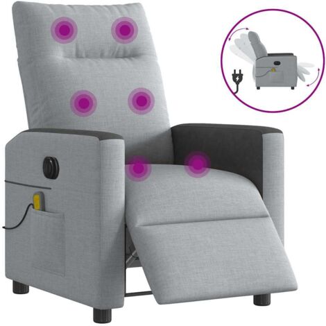 Fauteuil de massage inclinable électrique-Chaise de relaxation gris clair tissu 734046