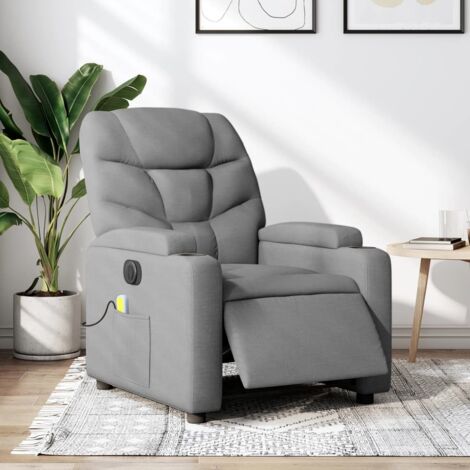 Fauteuil de massage inclinable électrique-Chaise de relaxation gris clair tissu 809400