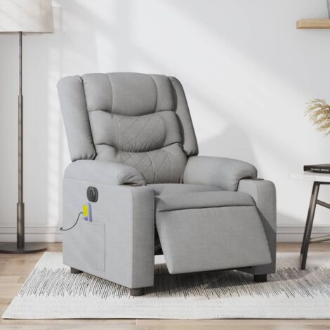 Fauteuil de massage inclinable électrique-Chaise de relaxation gris clair tissu 824745