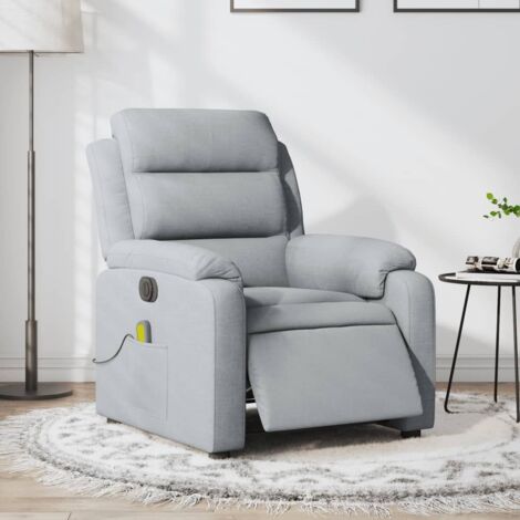 Fauteuil de massage inclinable électrique-Chaise de relaxation gris clair tissu 865840