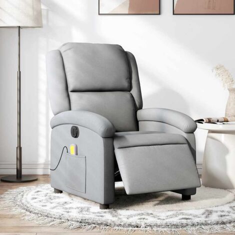 Fauteuil de massage inclinable électrique-Chaise de relaxation gris clair tissu 996741
