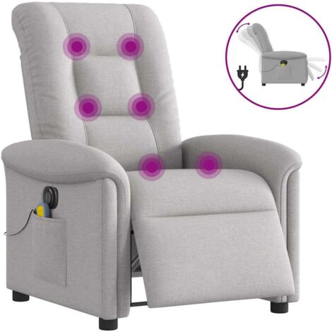 Fauteuil de massage inclinable électrique-Chaise de relaxation gris nuage tissu 106421