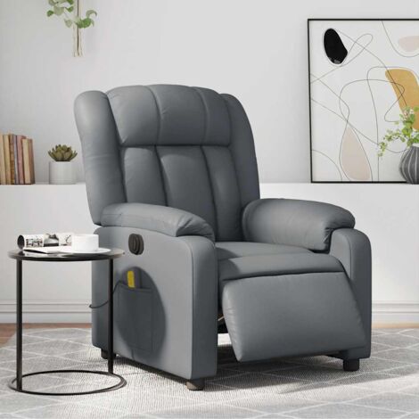 Fauteuil de massage inclinable électrique-Chaise de relaxation gris similicuir 242840
