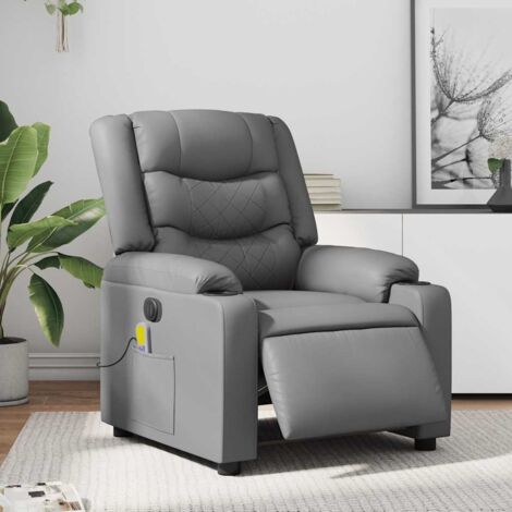 Fauteuil de massage inclinable électrique-Chaise de relaxation gris similicuir 483177