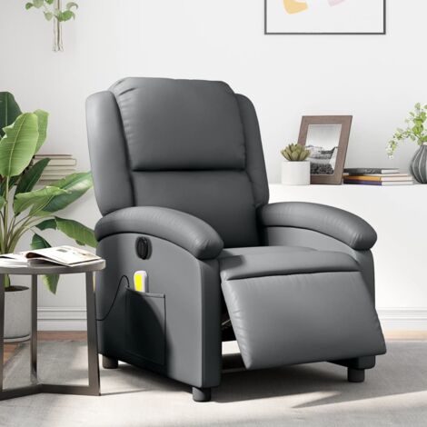 Fauteuil de massage inclinable électrique-Chaise de relaxation gris similicuir 871428