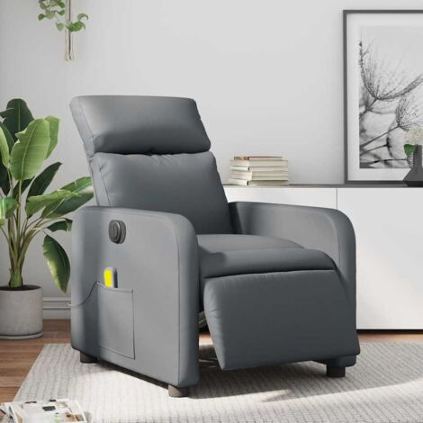 Fauteuil de massage inclinable électrique-Chaise de relaxation gris similicuir 940612