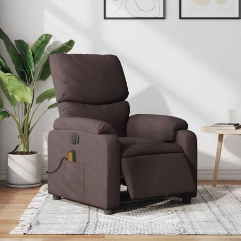 Fauteuil de massage inclinable électrique-Chaise de relaxation Marron foncé Tissu 136200