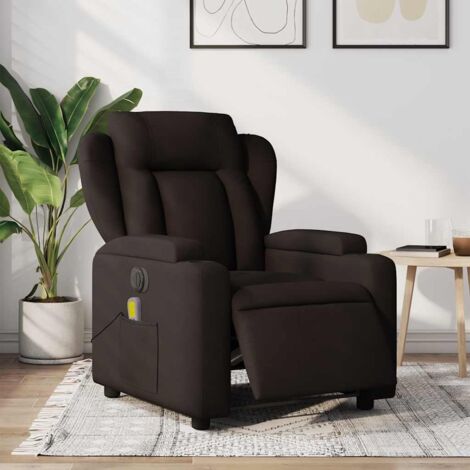 Fauteuil de massage inclinable électrique-Chaise de relaxation Marron foncé Tissu 209093