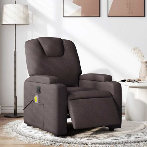 Fauteuil de massage inclinable électrique-Chaise de relaxation Marron foncé Tissu 258558