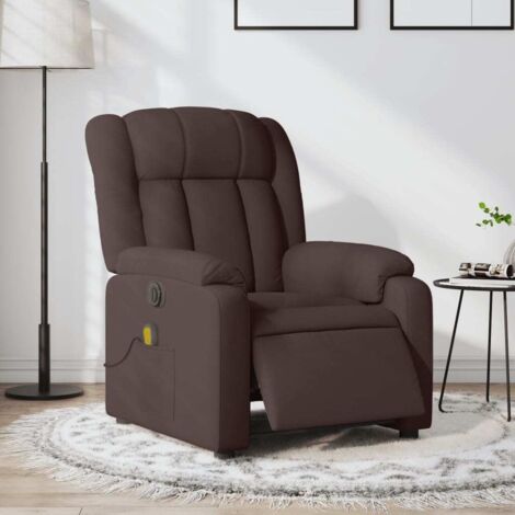 Fauteuil de massage inclinable électrique-Chaise de relaxation Marron foncé Tissu 284492