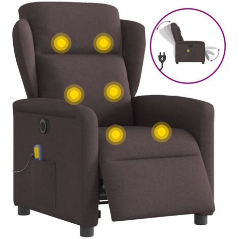 Fauteuil de massage inclinable électrique-Chaise de relaxation Marron foncé Tissu 429670