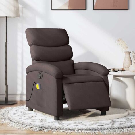 Fauteuil de massage inclinable électrique-Chaise de relaxation Marron foncé Tissu 851959