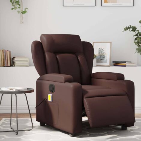 Fauteuil de massage inclinable électrique-Chaise de relaxation marron similicuir 269322