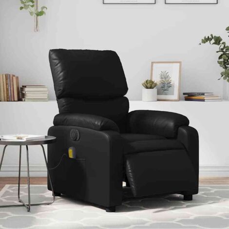 Fauteuil de massage inclinable électrique-Chaise de relaxation noir similicuir 141240