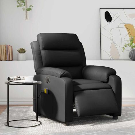 Fauteuil de massage inclinable électrique-Chaise de relaxation noir similicuir 347905