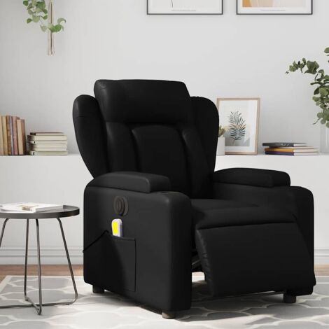 Fauteuil de massage inclinable électrique-Chaise de relaxation noir similicuir 846814