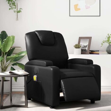 Fauteuil de massage inclinable électrique-Chaise de relaxation noir similicuir 896991