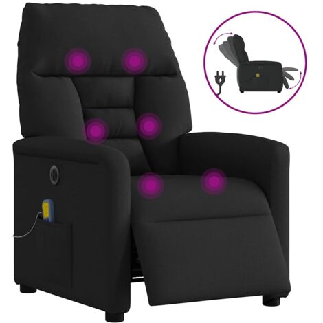 Fauteuil de massage inclinable électrique-Chaise de relaxation Noir Tissu 559594