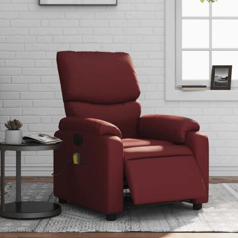 Fauteuil de massage inclinable électrique-Chaise de relaxation rouge bordeaux 268419