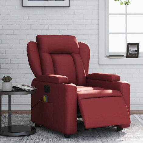 Fauteuil de massage inclinable électrique-Chaise de relaxation rouge bordeaux 404158
