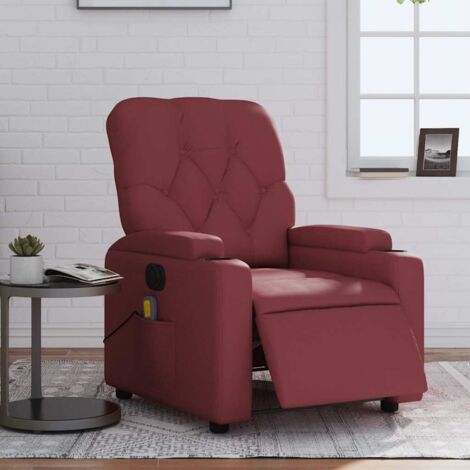 Fauteuil de massage inclinable électrique-Chaise de relaxation rouge bordeaux 570648