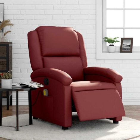 Fauteuil de massage inclinable électrique-Chaise de relaxation rouge bordeaux 775957