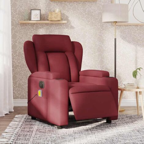 Fauteuil de massage inclinable électrique-Chaise de relaxation Rouge bordeaux Tissu 223539