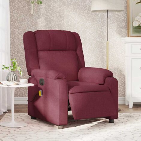 Fauteuil de massage inclinable électrique-Chaise de relaxation Rouge bordeaux Tissu 606926