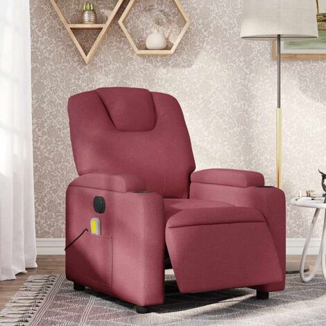 Fauteuil de massage inclinable électrique-Chaise de relaxation Rouge bordeaux Tissu 630537