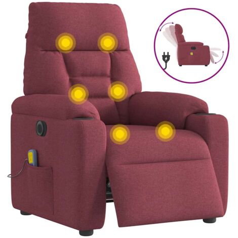 Fauteuil de massage inclinable électrique-Chaise de relaxation Rouge bordeaux Tissu 797483