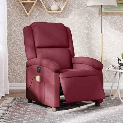 Fauteuil de massage inclinable électrique-Chaise de relaxation Rouge bordeaux Tissu 989094