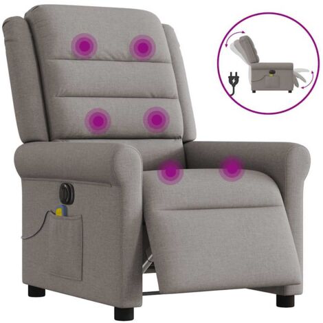 Fauteuil de massage inclinable électrique-Chaise de relaxation Taupe Tissu 926319