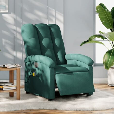 Fauteuil de massage inclinable électrique-Chaise de relaxation Vert foncé Tissu 134922