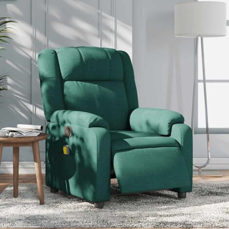 Fauteuil de massage inclinable électrique-Chaise de relaxation Vert foncé Tissu 671226
