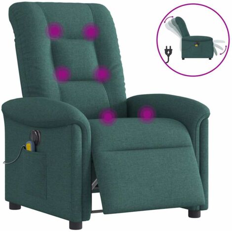 Fauteuil de massage inclinable électrique-Chaise de relaxation Vert foncé Tissu 702645