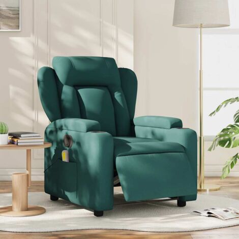 Fauteuil de massage inclinable électrique-Chaise de relaxation Vert foncé Tissu 918811