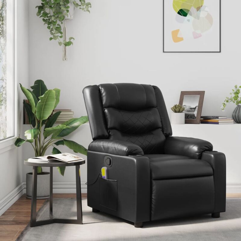 Vidaxl - Fauteuil de massage inclinable Noir Similicuir