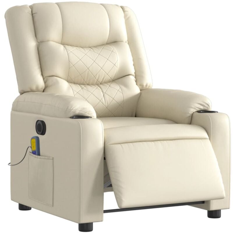 Vidaxl - Fauteuil de massage inclinable électrique crème similicuir