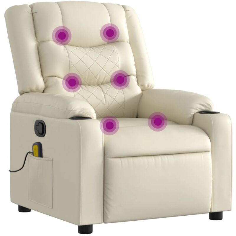 Vidaxl - Fauteuil inclinable de massage Crème Similicuir