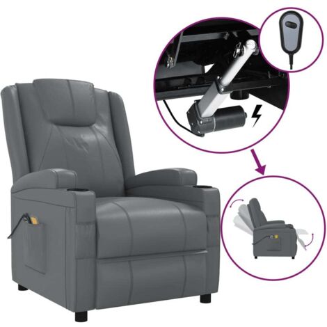 Fauteuil de massage inclinable électrique  Fauteuil relax Anthracite Similicuir 65385