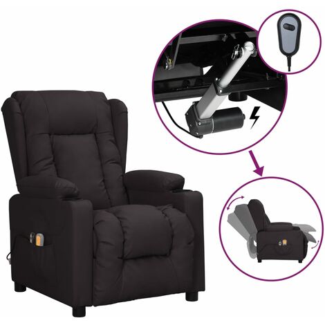 Fauteuil de massage inclinable électrique  Fauteuil relax Noir Similicuir 23702